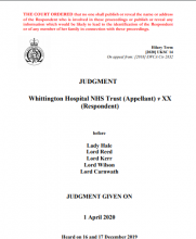 Whittington Hospital NHS Trust v XX [2020] UKSC 14 (01 April 2020)